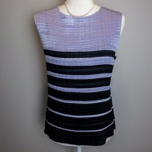 Petite Sophisticate Large Stripes Purple Tank Top